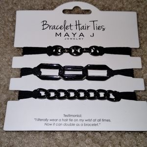 Black gunmetal Bracelet hair ties
